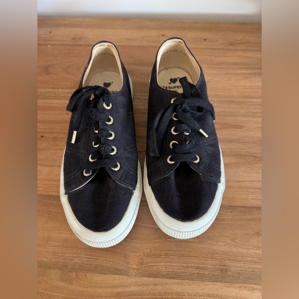 Women’s Black Canvas Sneakers with White Sole